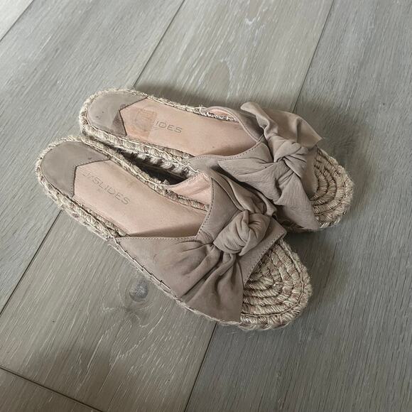 J/Slides 'Ritsy' Women's 10 Espadrille Suede Bow Slide Slip On Platform Sandal - Picture 3 of 11